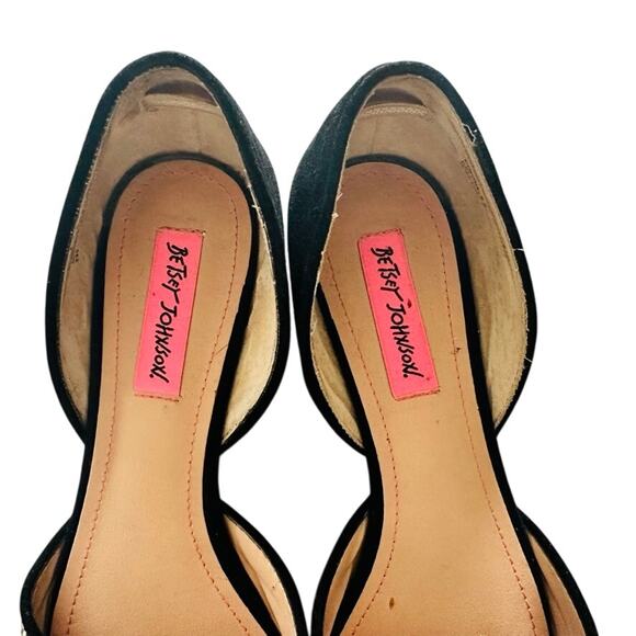 Betsey Johnson Cocoh Raffia Slip On Shoes Size 8.5 Tan Black Weaved D'Orsay Flat - Picture 3 of 6